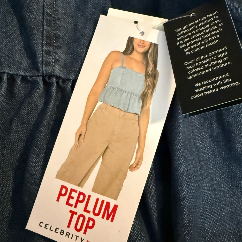 Celebrity Pink Denim Blue Babydoll Top, NWT - Picture 3 of 8